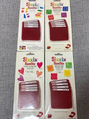 NEW Lot of 4 Sizzix Sizzlits 4 Packs Hearts Flowers Tags Christmas Scrapbooking